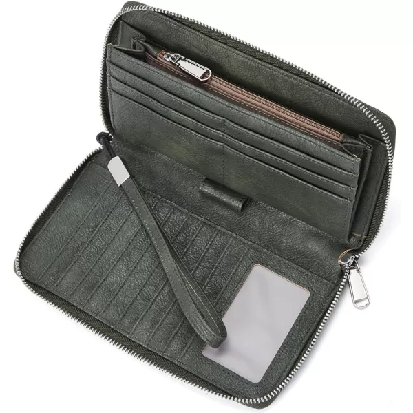 BOSTANTEN Leather Wallets for Women RFID Blocking Zip Around Credit Card Holder Phone Wristlet Clutch