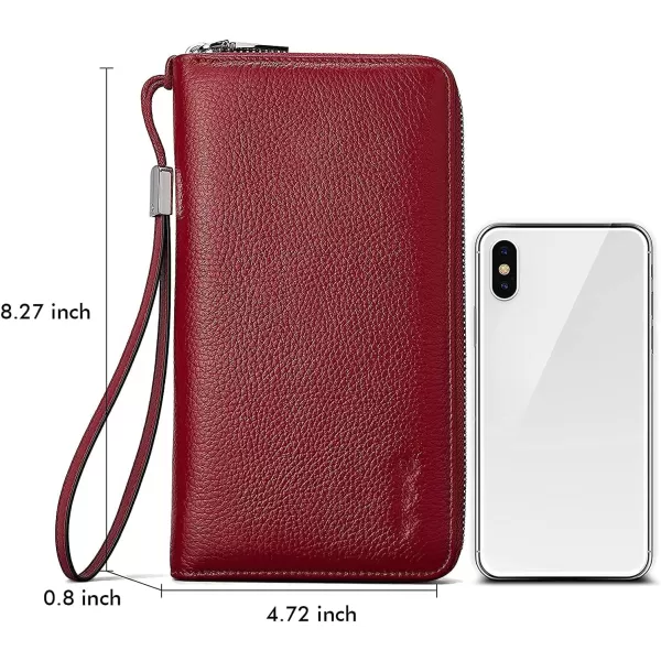 BOSTANTEN Leather Wallets for Women RFID Blocking Zip Around Credit Card Holder Phone Wristlet Clutch