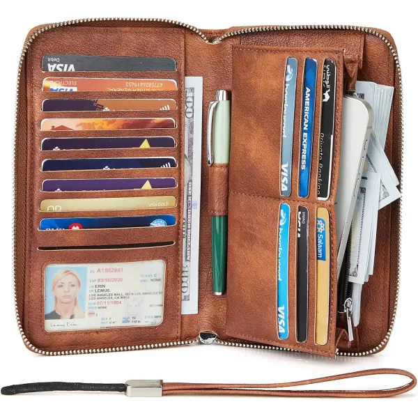 BOSTANTEN Leather Wallets for Women RFID Blocking Zip Around Credit Card Holder Phone Wristlet Clutch