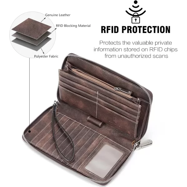 BOSTANTEN Leather Wallets for Women RFID Blocking Zip Around Credit Card Holder Phone Wristlet Clutch