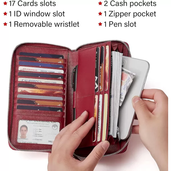 BOSTANTEN Leather Wallets for Women RFID Blocking Zip Around Credit Card Holder Phone Wristlet Clutch