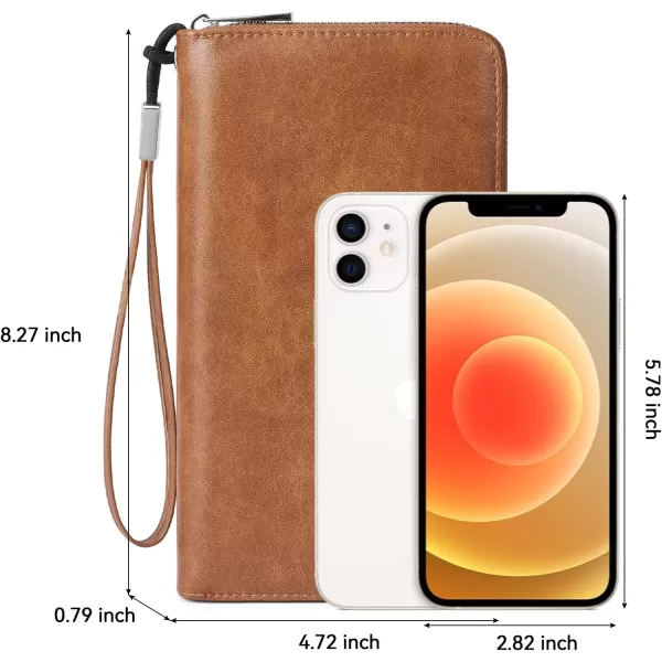BOSTANTEN Leather Wallets for Women RFID Blocking Zip Around Credit Card Holder Phone Wristlet Clutch