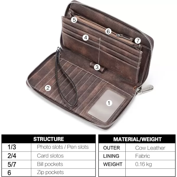 BOSTANTEN Leather Wallets for Women RFID Blocking Zip Around Credit Card Holder Phone Wristlet Clutch