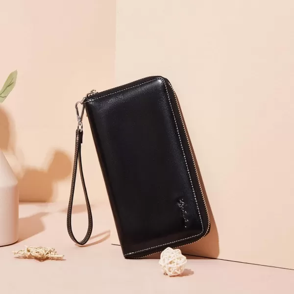 BOSTANTEN Leather Wallets for Women RFID Blocking Zip Around Credit Card Holder Phone Wristlet Clutch