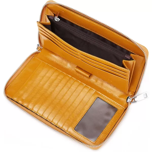 BOSTANTEN Leather Wallets for Women RFID Blocking Zip Around Credit Card Holder Phone Wristlet Clutch