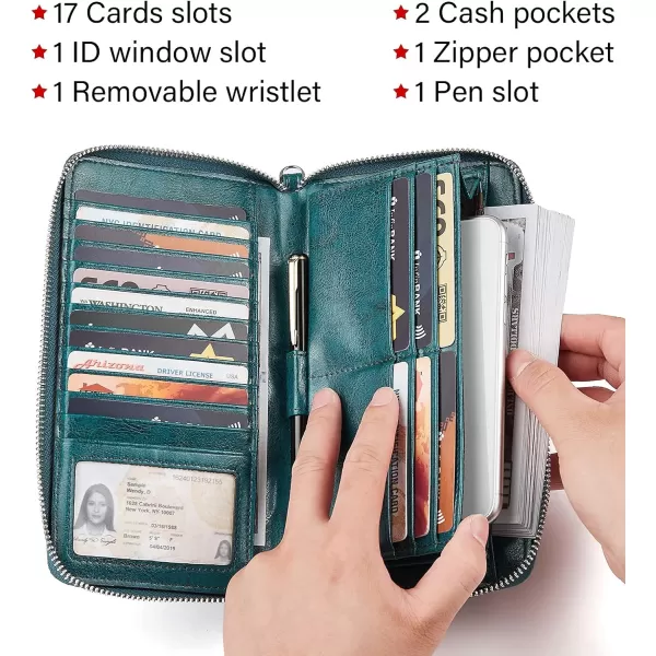 BOSTANTEN Leather Wallets for Women RFID Blocking Zip Around Credit Card Holder Phone Wristlet Clutch