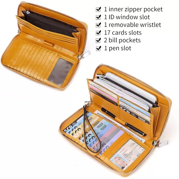 BOSTANTEN Leather Wallets for Women RFID Blocking Zip Around Credit Card Holder Phone Wristlet Clutch