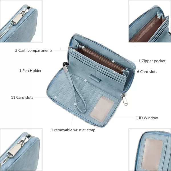 BOSTANTEN Leather Wallets for Women RFID Blocking Zip Around Credit Card Holder Phone Wristlet Clutch