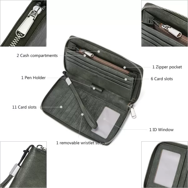 BOSTANTEN Leather Wallets for Women RFID Blocking Zip Around Credit Card Holder Phone Wristlet Clutch