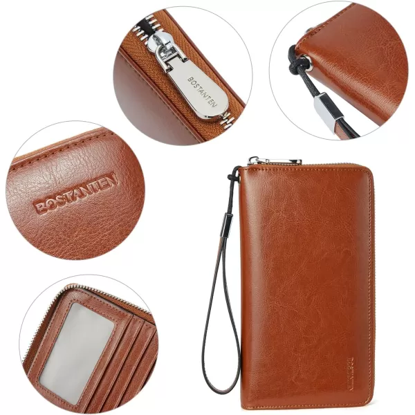 BOSTANTEN Leather Wallets for Women RFID Blocking Zip Around Credit Card Holder Phone Wristlet Clutch