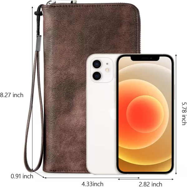 BOSTANTEN Leather Wallets for Women RFID Blocking Zip Around Credit Card Holder Phone Wristlet Clutch