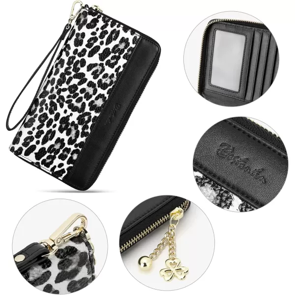 BOSTANTEN Leather Wallets for Women RFID Blocking Zip Around Credit Card Holder Phone Wristlet Clutch