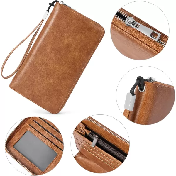 BOSTANTEN Leather Wallets for Women RFID Blocking Zip Around Credit Card Holder Phone Wristlet Clutch
