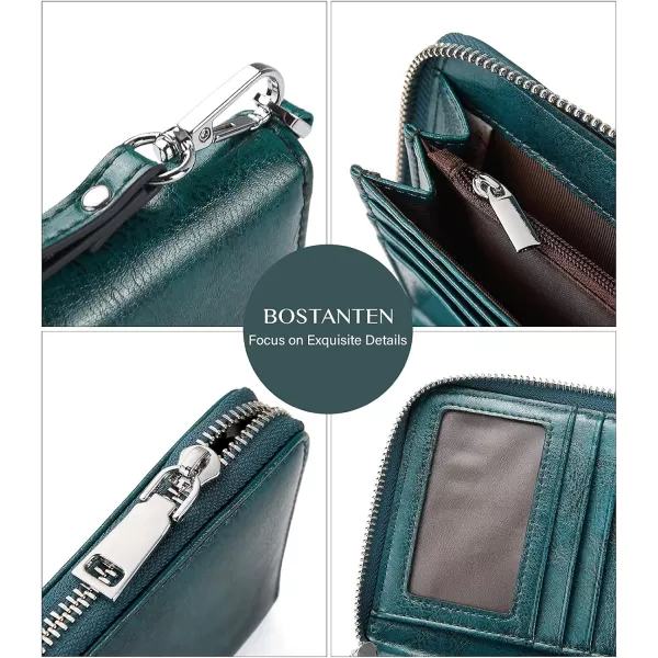BOSTANTEN Leather Wallets for Women RFID Blocking Zip Around Credit Card Holder Phone Wristlet Clutch