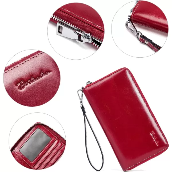 BOSTANTEN Leather Wallets for Women RFID Blocking Zip Around Credit Card Holder Phone Wristlet Clutch