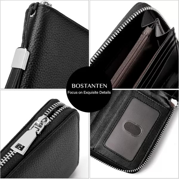 BOSTANTEN Leather Wallets for Women RFID Blocking Zip Around Credit Card Holder Phone Wristlet Clutch
