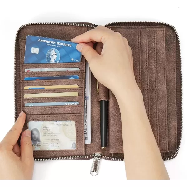 BOSTANTEN Leather Wallets for Women RFID Blocking Zip Around Credit Card Holder Phone Wristlet Clutch