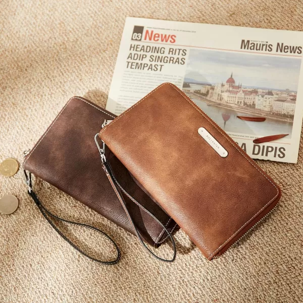 BOSTANTEN Leather Wallets for Women RFID Blocking Zip Around Credit Card Holder Phone Wristlet Clutch