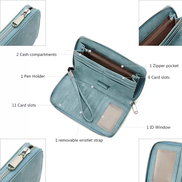 BOSTANTEN Leather Wallets for Women RFID Blocking Zip Around Credit Card Holder Phone Wristlet Clutch