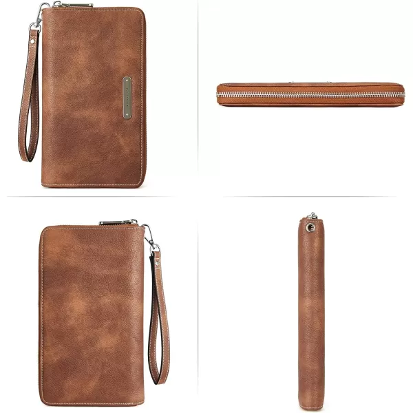 BOSTANTEN Leather Wallets for Women RFID Blocking Zip Around Credit Card Holder Phone Wristlet Clutch