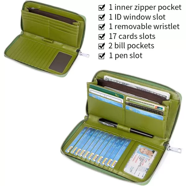 BOSTANTEN Leather Wallets for Women RFID Blocking Zip Around Credit Card Holder Phone Wristlet Clutch