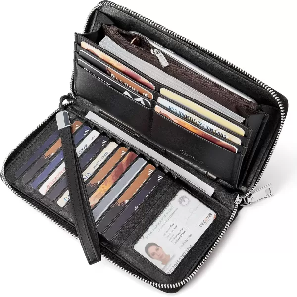 BOSTANTEN Leather Wallets for Women RFID Blocking Zip Around Credit Card Holder Phone Wristlet Clutch