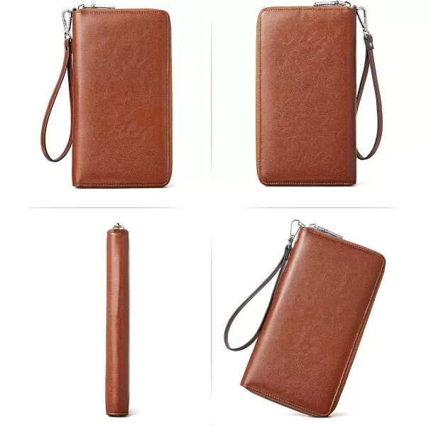 BOSTANTEN Leather Wallets for Women RFID Blocking Zip Around Credit Card Holder Phone Wristlet Clutch