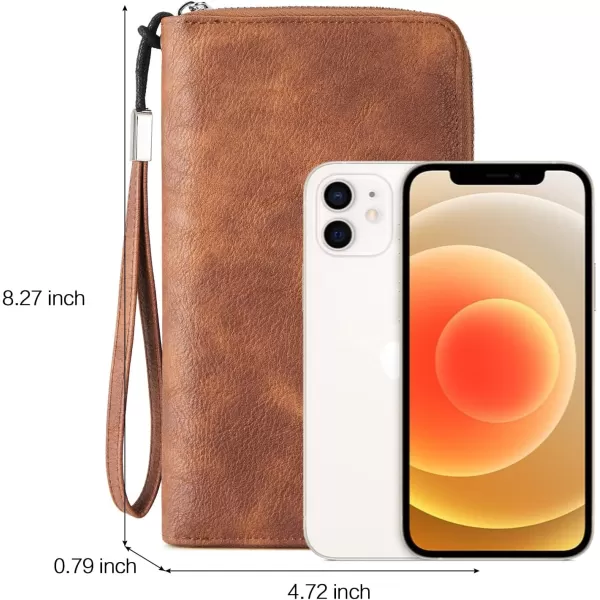 BOSTANTEN Leather Wallets for Women RFID Blocking Zip Around Credit Card Holder Phone Wristlet Clutch