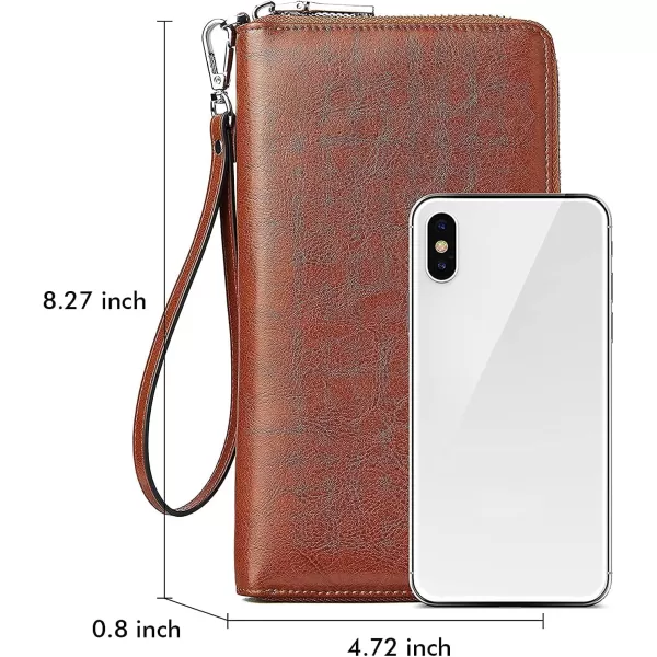 BOSTANTEN Leather Wallets for Women RFID Blocking Zip Around Credit Card Holder Phone Wristlet Clutch