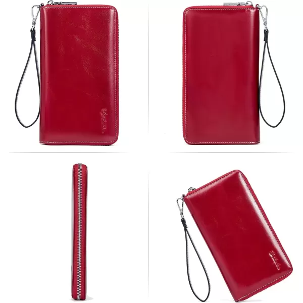 BOSTANTEN Leather Wallets for Women RFID Blocking Zip Around Credit Card Holder Phone Wristlet Clutch
