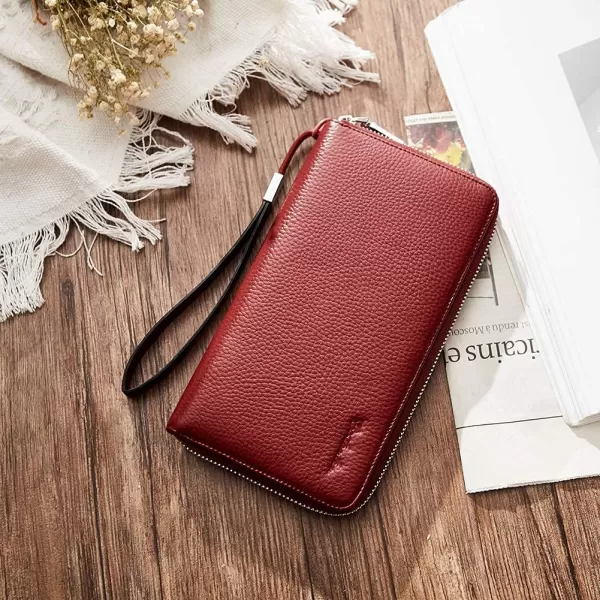 BOSTANTEN Leather Wallets for Women RFID Blocking Zip Around Credit Card Holder Phone Wristlet Clutch