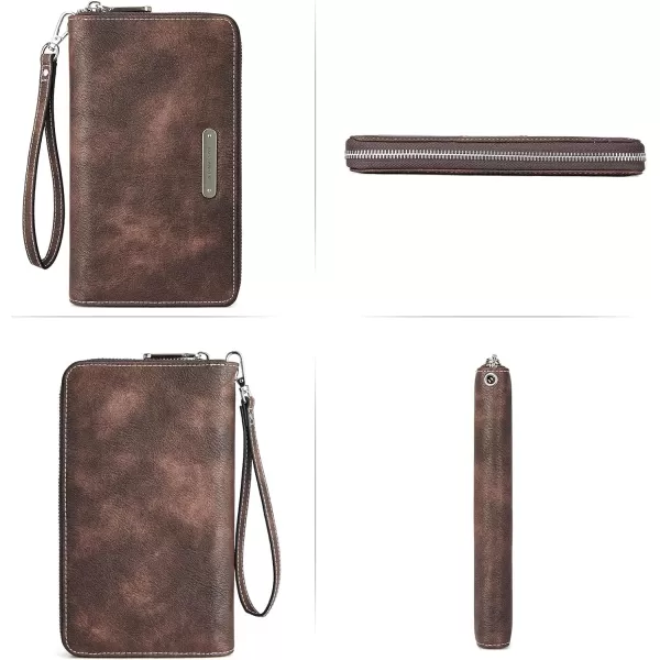 BOSTANTEN Leather Wallets for Women RFID Blocking Zip Around Credit Card Holder Phone Wristlet Clutch