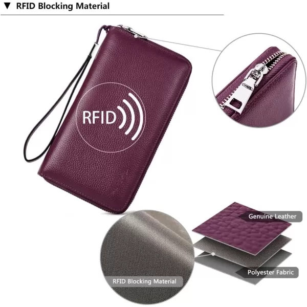 BOSTANTEN Leather Wallets for Women RFID Blocking Zip Around Credit Card Holder Phone Wristlet Clutch
