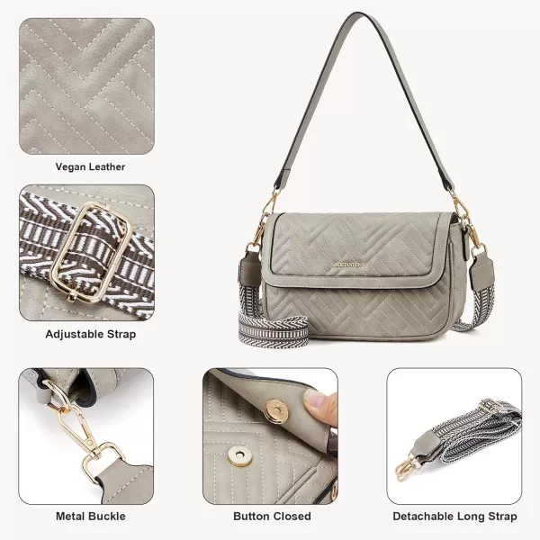 BOSTANTEN Quilted Shoulder Bag for Women Trendy Vegan Leather Crossbody Purses Guitar Strap
