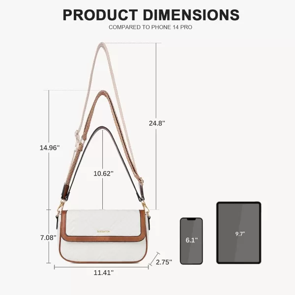 BOSTANTEN Quilted Shoulder Bag for Women Trendy Vegan Leather Crossbody Purses Guitar Strap