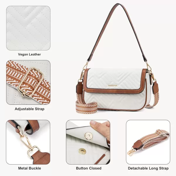 BOSTANTEN Quilted Shoulder Bag for Women Trendy Vegan Leather Crossbody Purses Guitar Strap