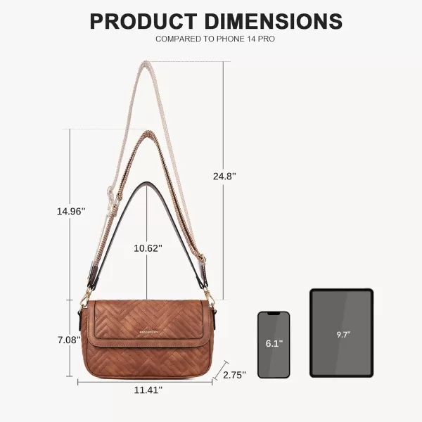 BOSTANTEN Quilted Shoulder Bag for Women Trendy Vegan Leather Crossbody Purses Guitar Strap