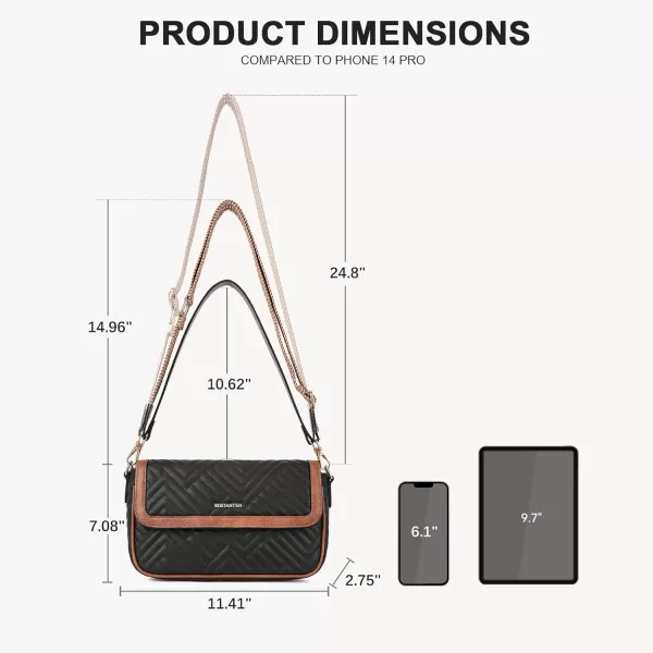 BOSTANTEN Quilted Shoulder Bag for Women Trendy Vegan Leather Crossbody Purses Guitar Strap