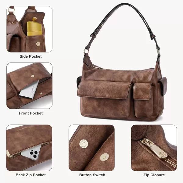 BOSTANTEN Shoulder Bag for Women Trendy Vegan Leather Hobo Purses with Multiple Pockets