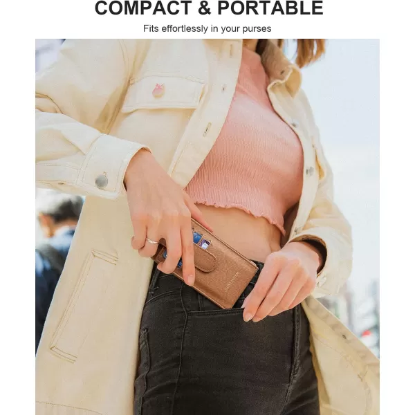 BOSTANTEN Slim Wallet Women RFID Blocking Card Holder Leather Bifold Wallet with Zipper Pocket Brown