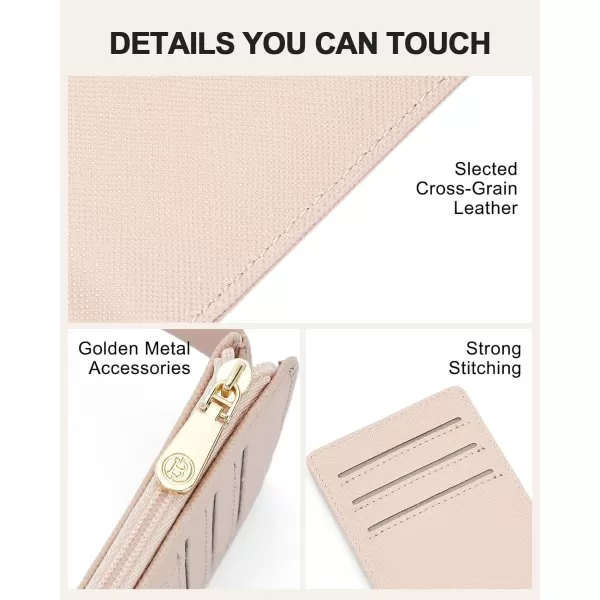 BOSTANTEN Slim Wallet Women RFID Blocking Card Holder Leather Bifold Wallet with Zipper Pocket Brown