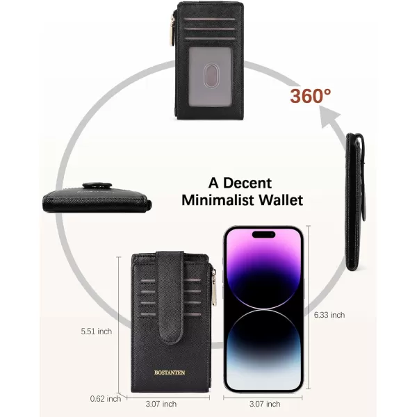 BOSTANTEN Slim Wallet Women RFID Blocking Card Holder Leather Bifold Wallet with Zipper Pocket Brown