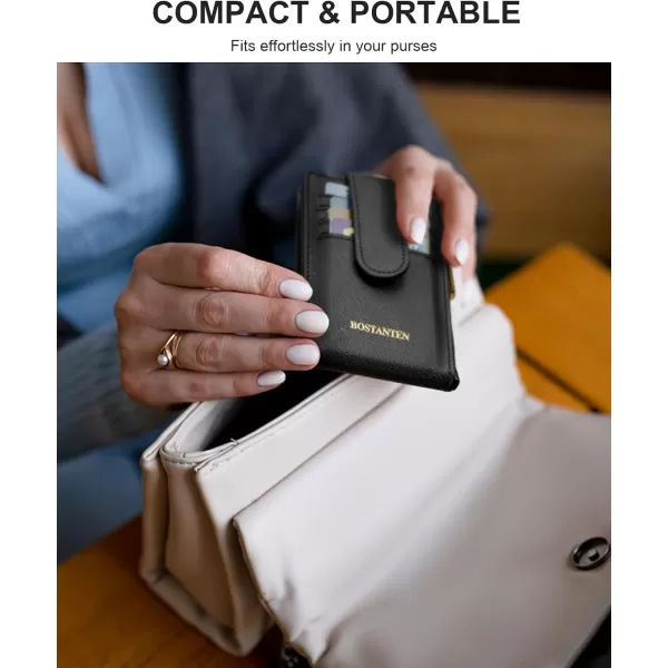 BOSTANTEN Slim Wallet Women RFID Blocking Card Holder Leather Bifold Wallet with Zipper Pocket Brown