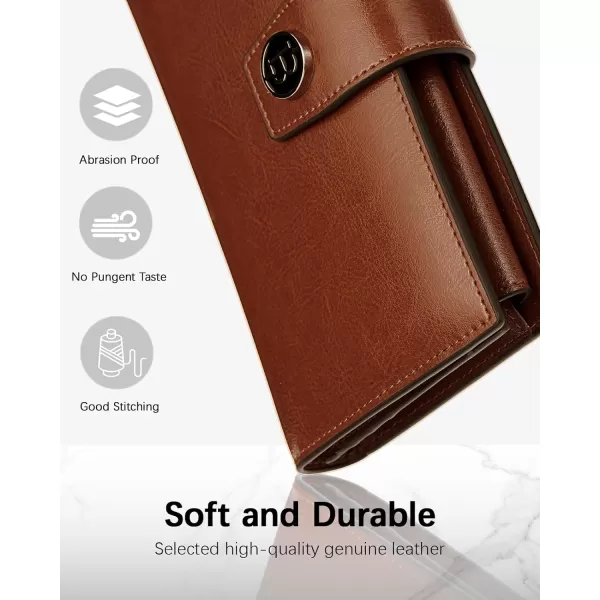 BOSTANTEN Womens Leather Wallets RFID Blocking Large Capacity Trifold Card Holder Ladies Phone Clutch