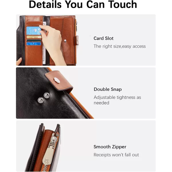 BOSTANTEN Womens Leather Wallets RFID Blocking Large Capacity Trifold Card Holder Ladies Phone Clutch