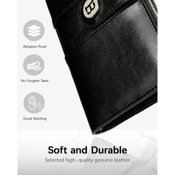 BOSTANTEN Womens Leather Wallets RFID Blocking Large Capacity Trifold Card Holder Ladies Phone Clutch