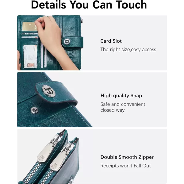 BOSTANTEN Womens Leather Wallets RFID Blocking Large Capacity Trifold Card Holder Ladies Phone Clutch