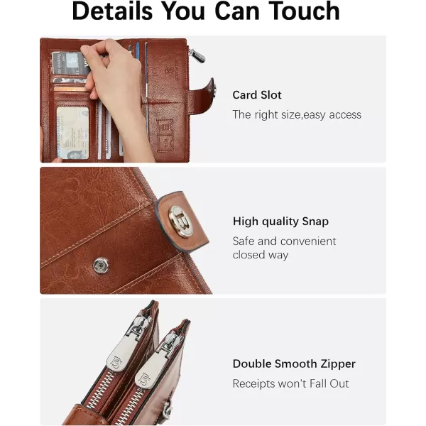 BOSTANTEN Womens Leather Wallets RFID Blocking Large Capacity Trifold Card Holder Ladies Phone Clutch