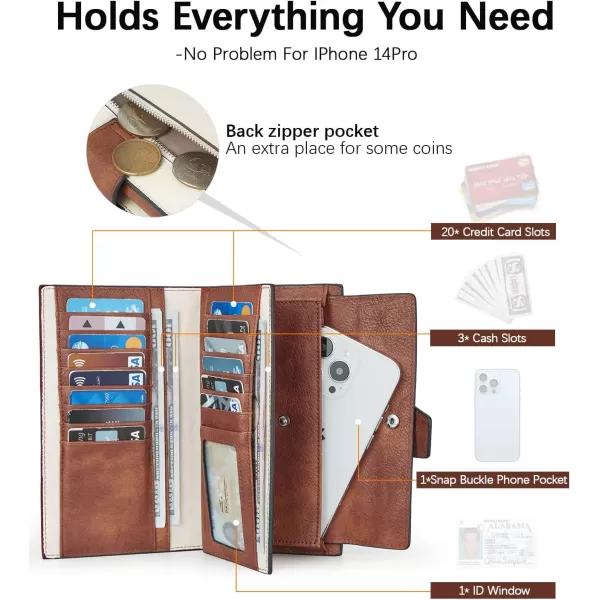 BOSTANTEN Womens Leather Wallets RFID Blocking Large Capacity Trifold Card Holder Ladies Phone Clutch