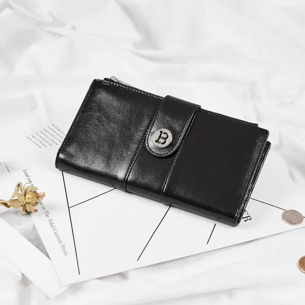 BOSTANTEN Womens Leather Wallets RFID Blocking Large Capacity Trifold Card Holder Ladies Phone Clutch